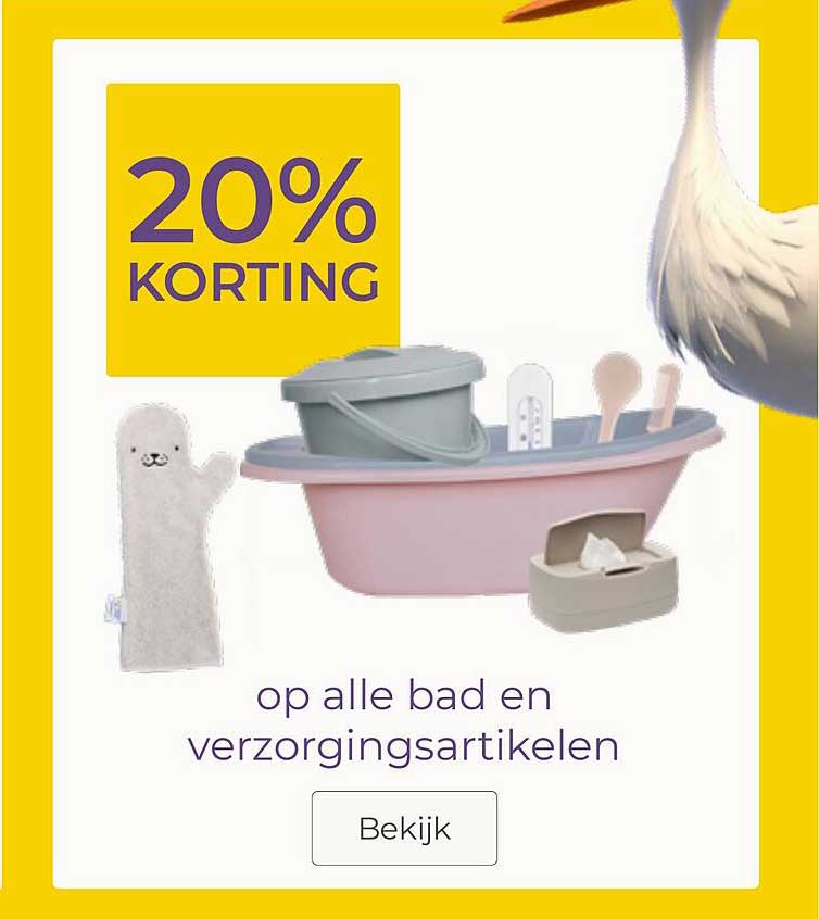 20% korting op alle bad en verzorgingsartikelen