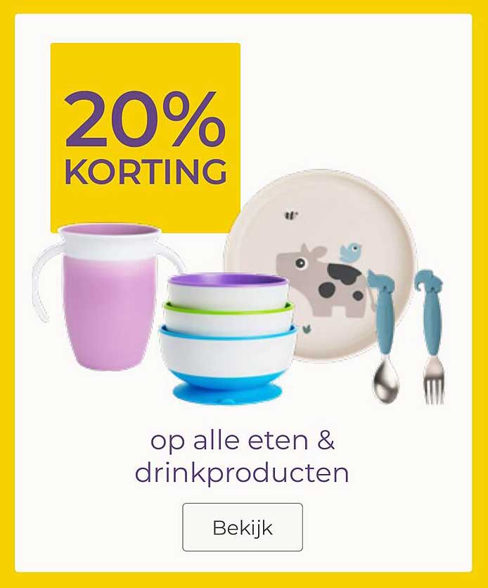 20% KORTING op alle eten & drinkproducten
