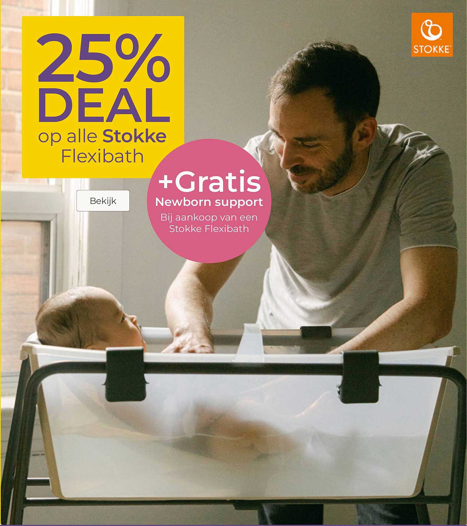 25% DEAL op alle Stokke Flexibath + Gratis Newborn support