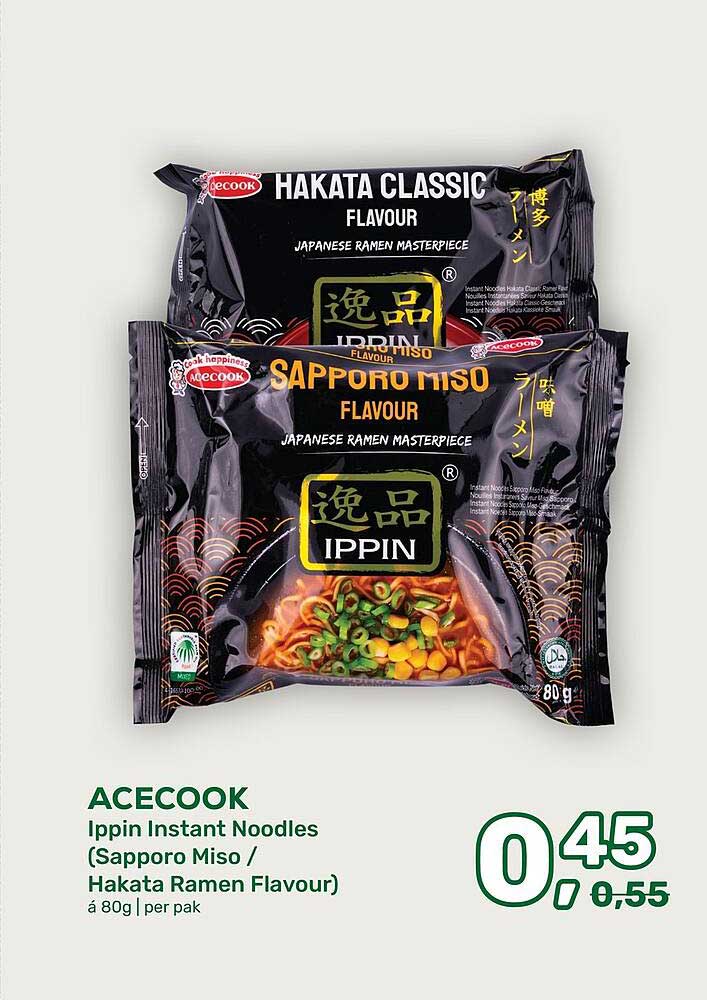 ACECOOK Ippin Instant Noodles (Sapporo Miso / Hakata Ramen Flavour)