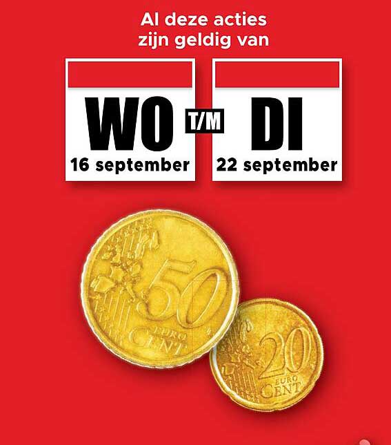 Al deze acties zijn geldig van WO 16 september T/M DI 22 september