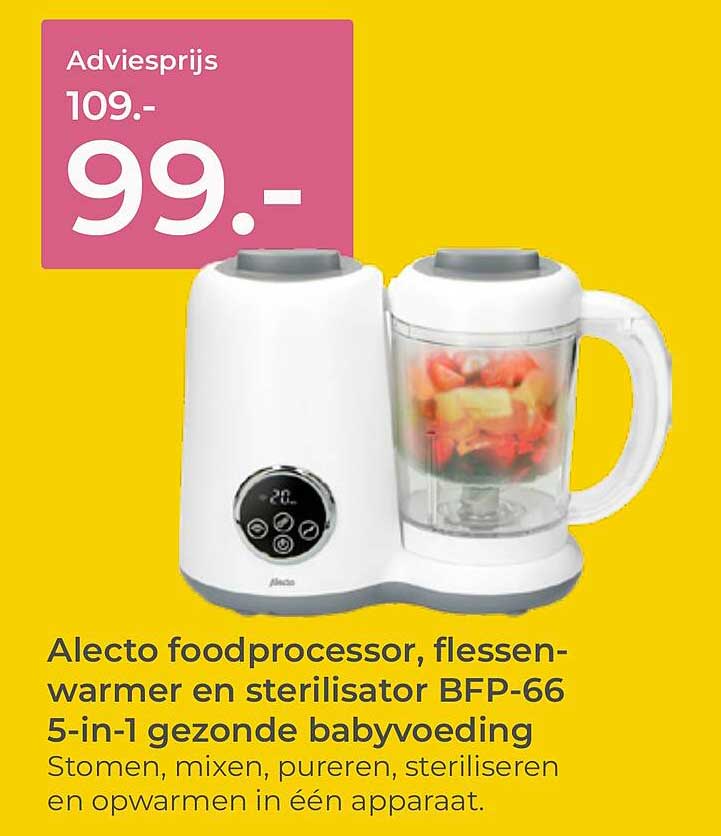 Alecto foodprocessor, flessen-warmer en sterilisator BFP-66 5-in-1 gezonde babyvoeding