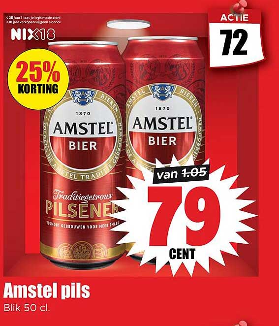 Amstel pils Blik 50 cl. 25% KORTING