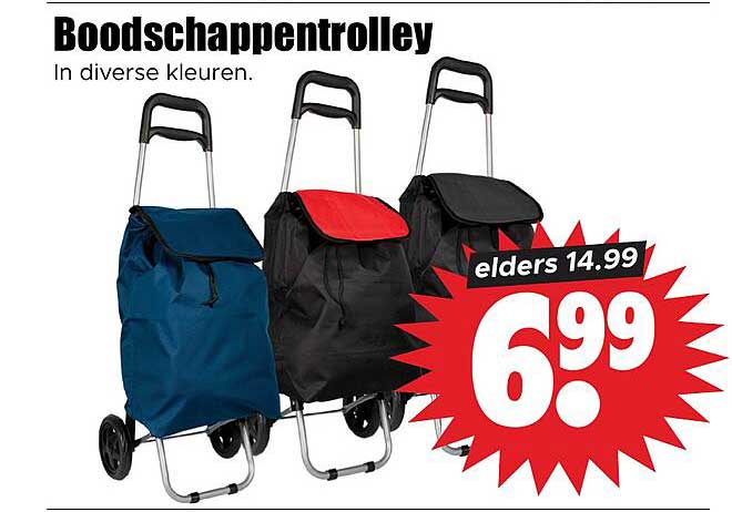 Boodschappentrolley In diverse kleuren.