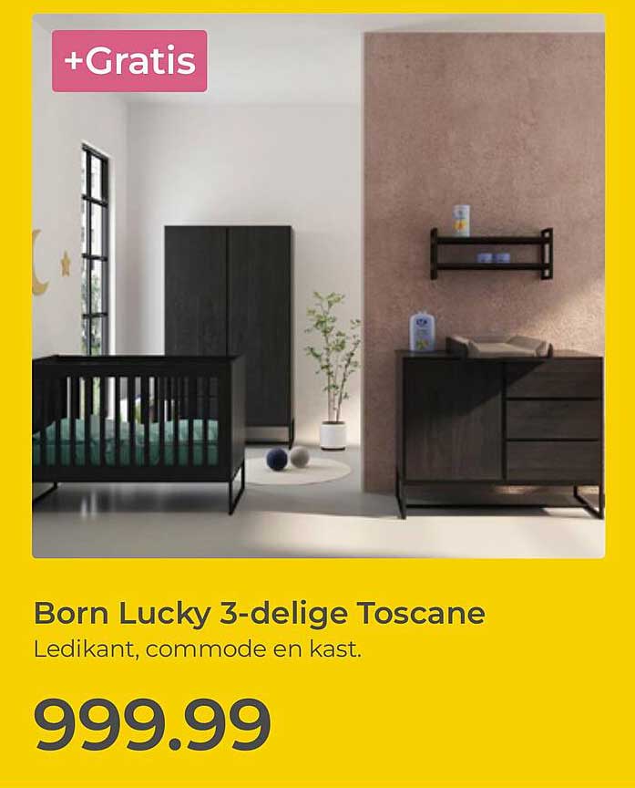Born Lucky 3-delige Toscane Ledikant, commode en kast. +Gratis