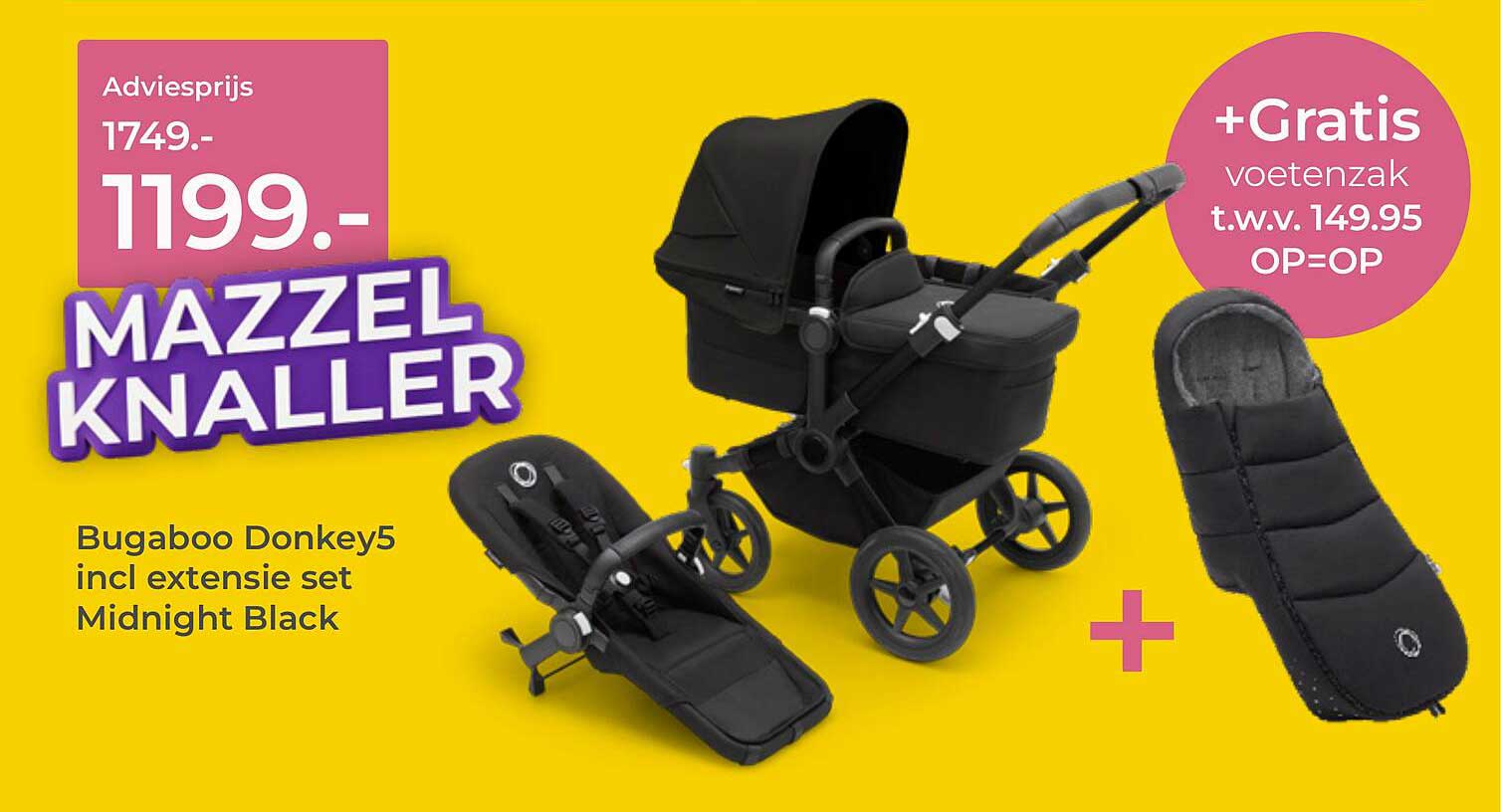 Bugaboo Donkey5 incl extensie set Midnight Black