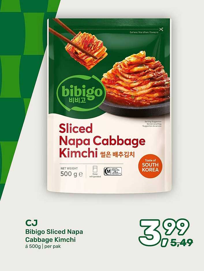 CJ Bibigo Sliced Napa Cabbage Kimchi á 500g | per pak