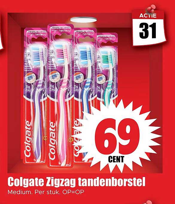 Colgate Zigzag tandenborstel Medium. Per stuk. OP=OP
