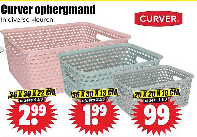 Curver opbergmand In diverse kleuren.