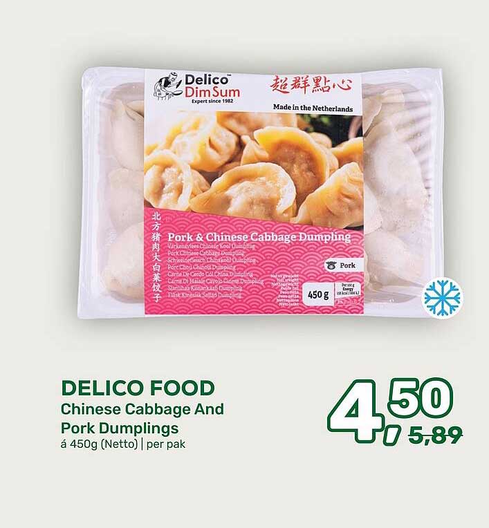 DELICO FOOD Chinese Cabbage And Pork Dumplings á 450g (Netto) | per pak