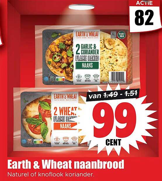 Earth & Wheat naanbrood Naturel of knoflook koriander.