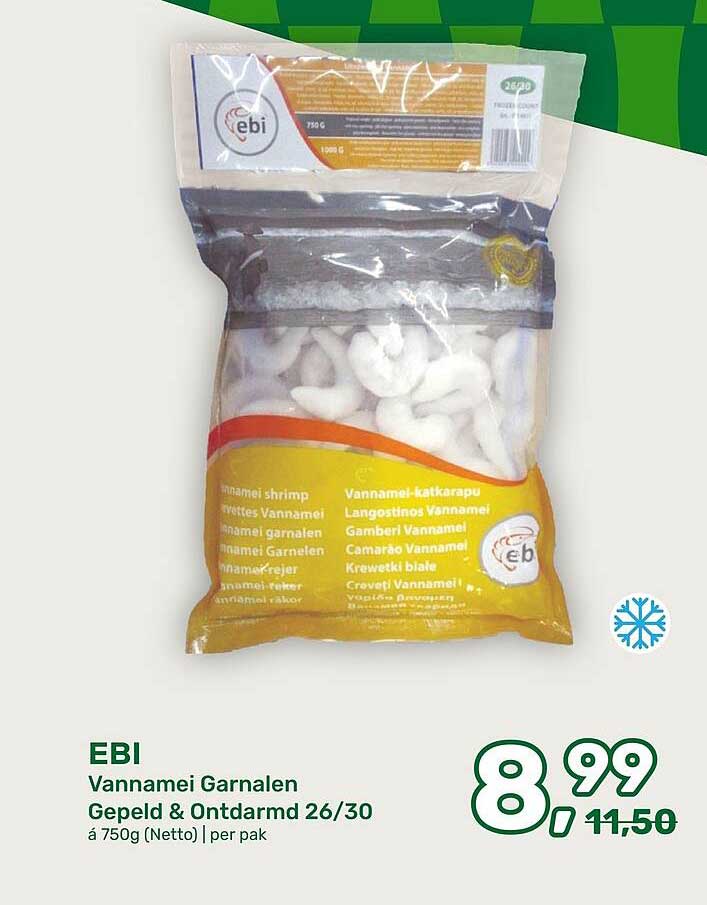 EBI Vannamei Garnalen Gepeld & Ontdarmd 26/30