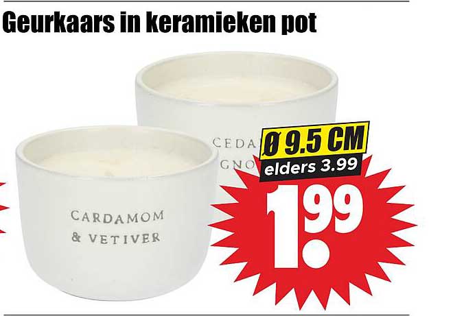 Geurkaars in keramieken pot Ø 9.5 CM elders 3.99