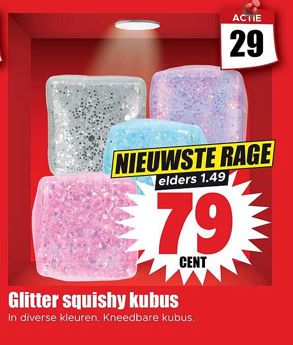 Glitter squishy kubus