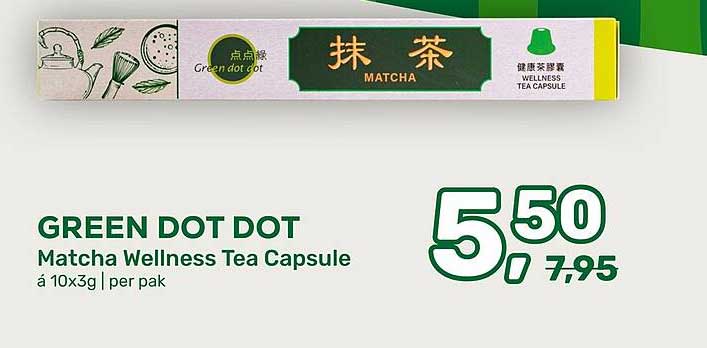 GREEN DOT DOT Matcha Wellness Tea Capsule á 10x3g | per pak