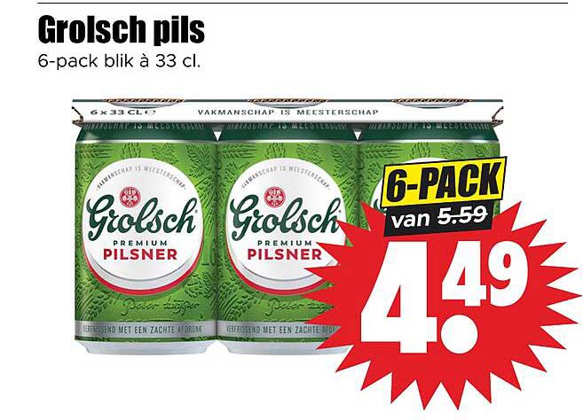 Grolsch pils 6-pack blik à 33 cl.