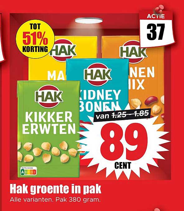 Hak groente in pak