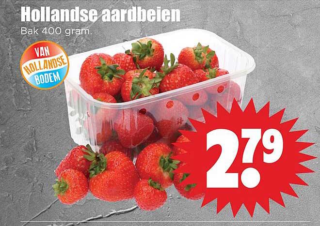 Hollandse aardbeien Bak 400 gram.