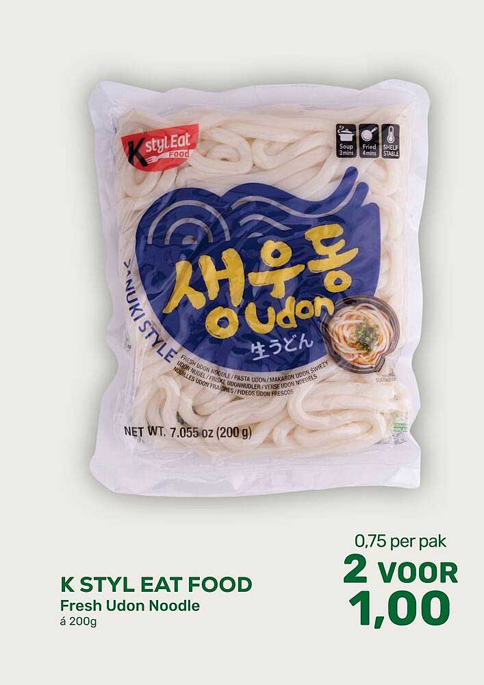 K STYL EAT FOOD Fresh Udon Noodle á 200g 2 VOOR 1,00