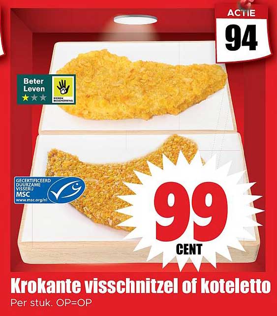 Krokante visschnitzel of koteletto