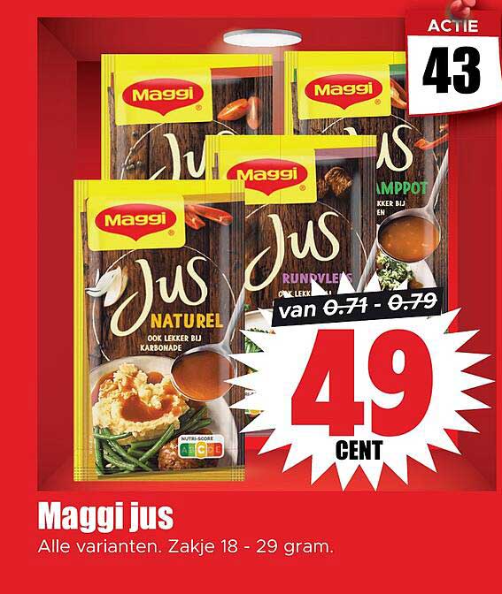 Maggi jus Alle varianten. Zakje 18 - 29 gram.