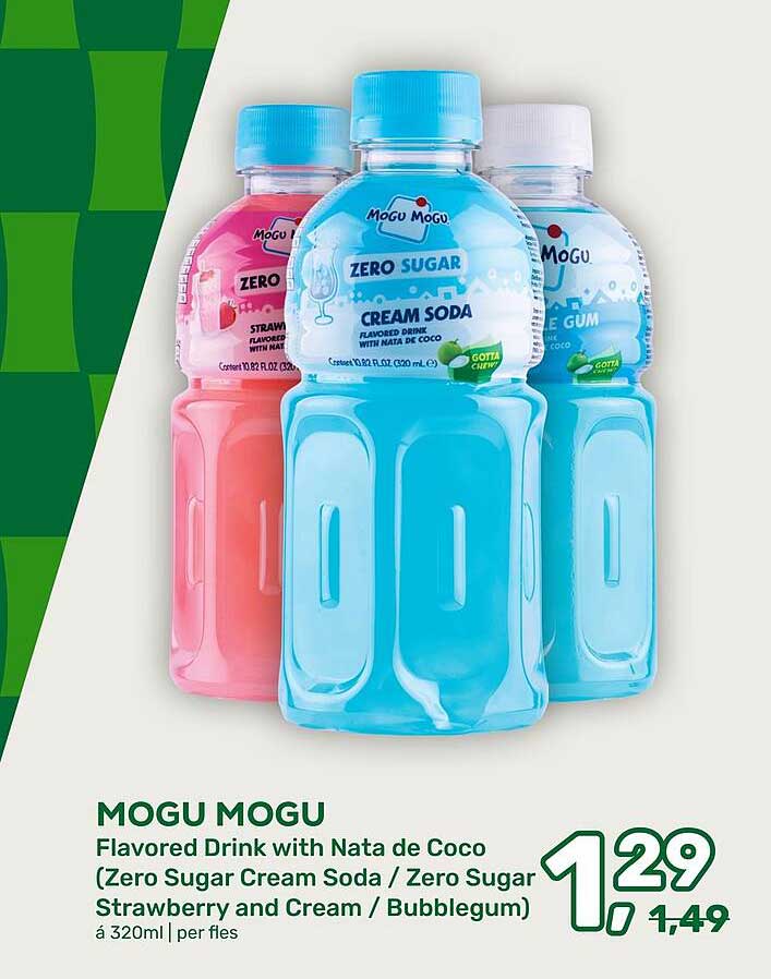 MOGU MOGU Flavored Drink with Nata de Coco (Zero Sugar Cream Soda / Zero Sugar Strawberry and Cream / Bubblegum)