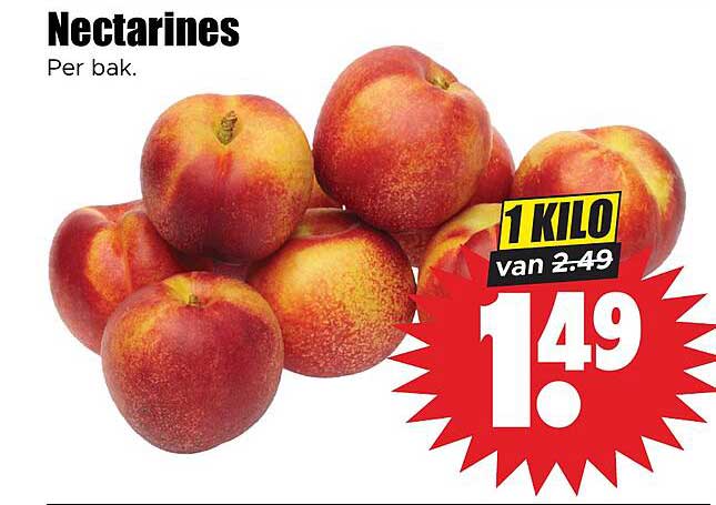 Nectarines Per bak. 1 KILO van 2.49