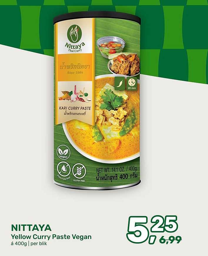 NITTAYA Yellow Curry Paste Vegan á 400g| per blik