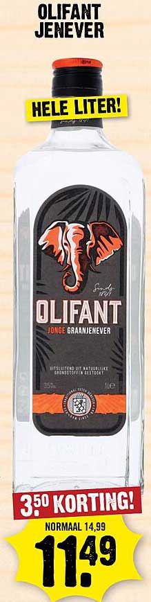 OLIFANT JENEVER HELE LITER! 3,50 KORTING!