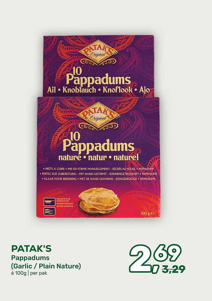 PATAK'S Pappadums (Garlic / Plain Nature)