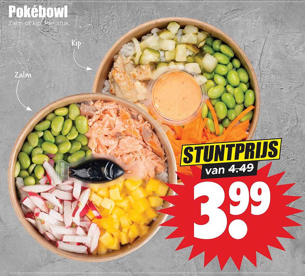 Pokébowl Zalm of kip Per stuk.