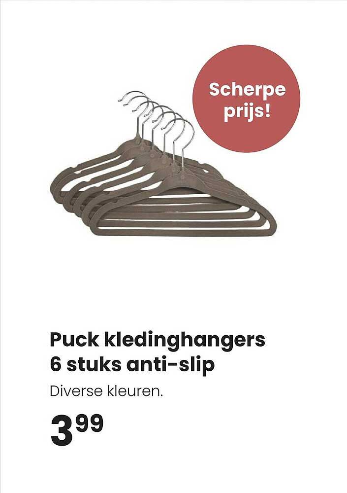 Puck kledinghangers 6 stuks anti-slip