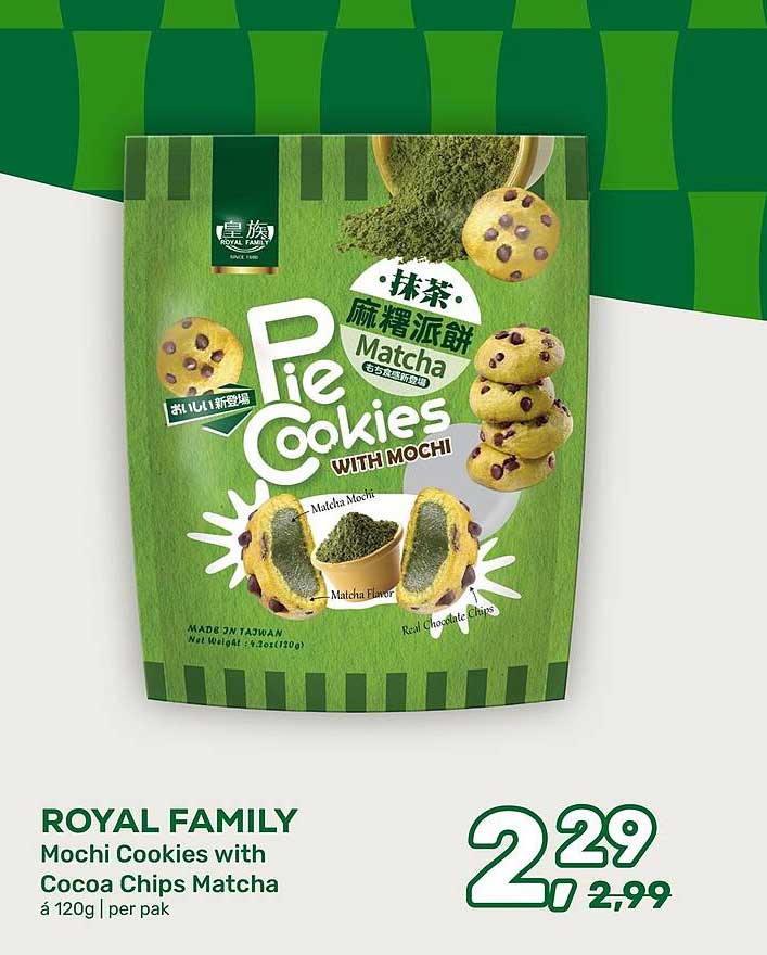 ROYAL FAMILY Mochi Cookies with Cocoa Chips Matcha à 120g | per pak