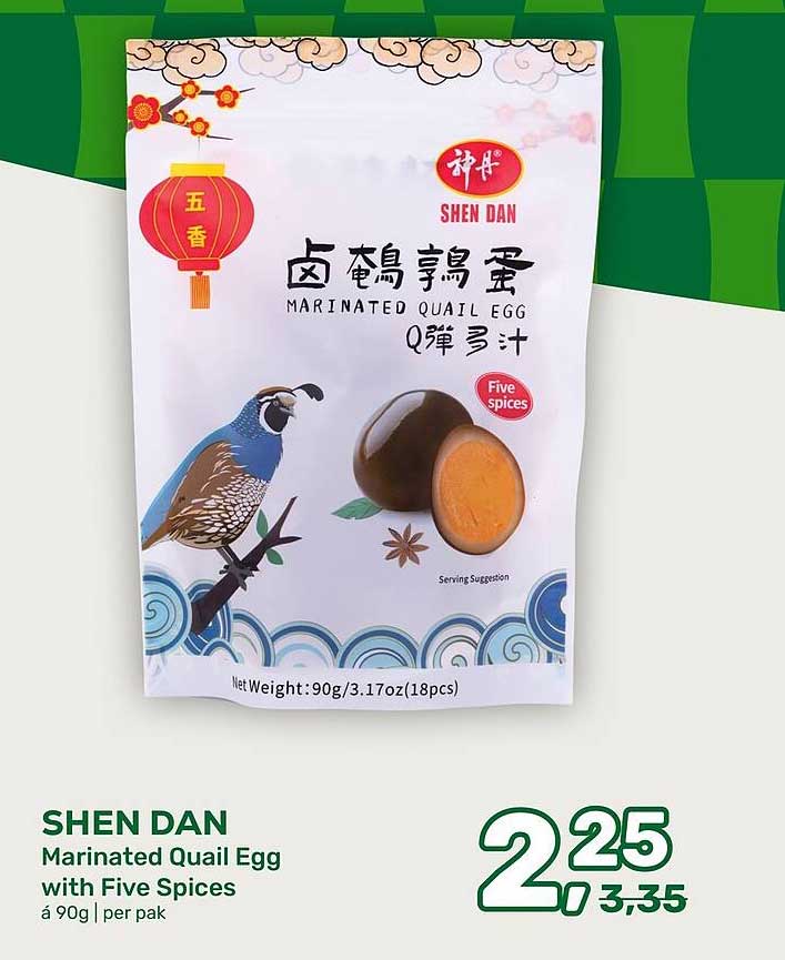 SHEN DAN Marinated Quail Egg with Five Spices à 90g | per pak
