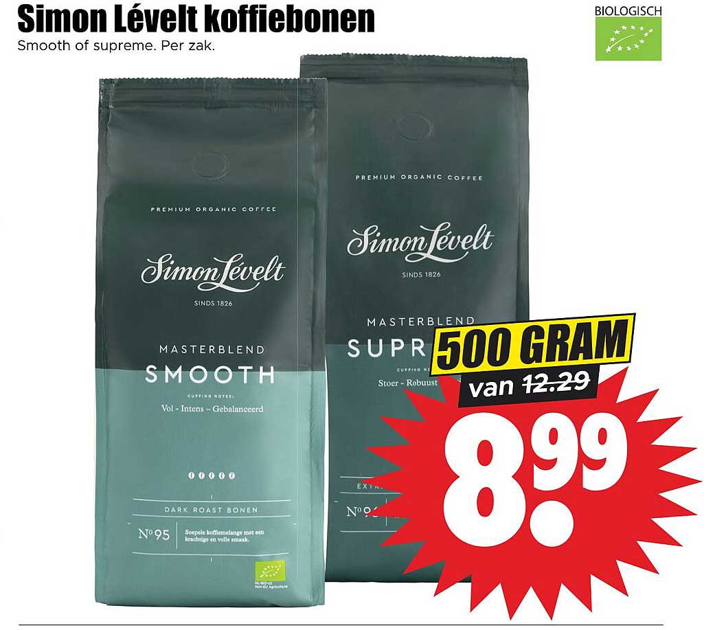 Simon Lévelt koffiebonen Smooth of supreme. Per zak. 500 gram