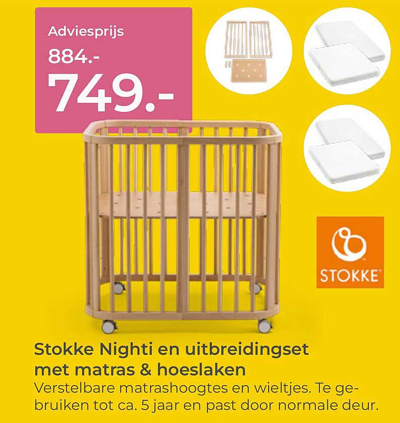 Stokke Nighi en uitbreidingset met matras & hoeslaken
