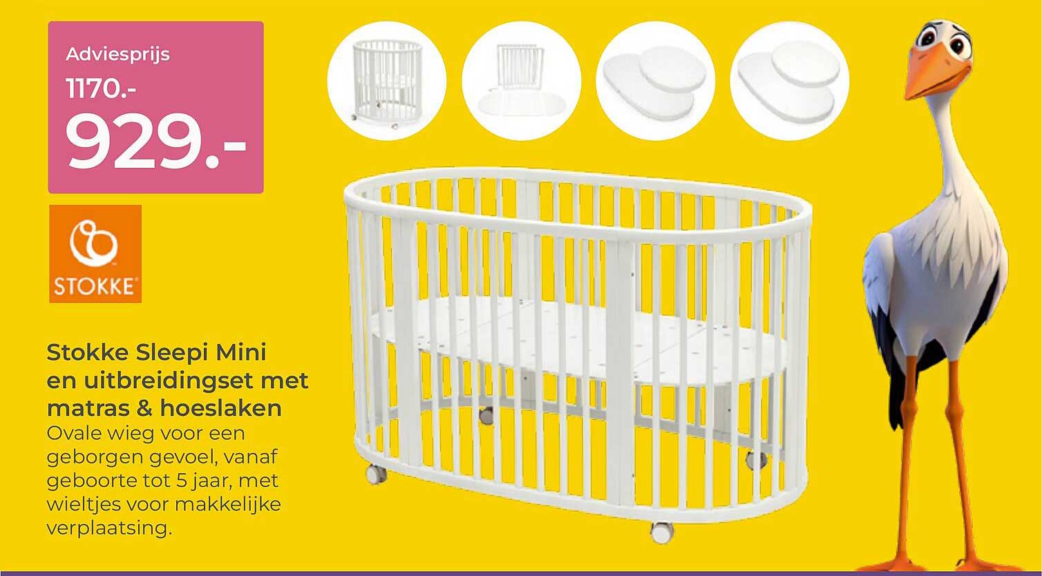 Stokke Sleepi Mini en uitbreidingset met matras & hoeslaken