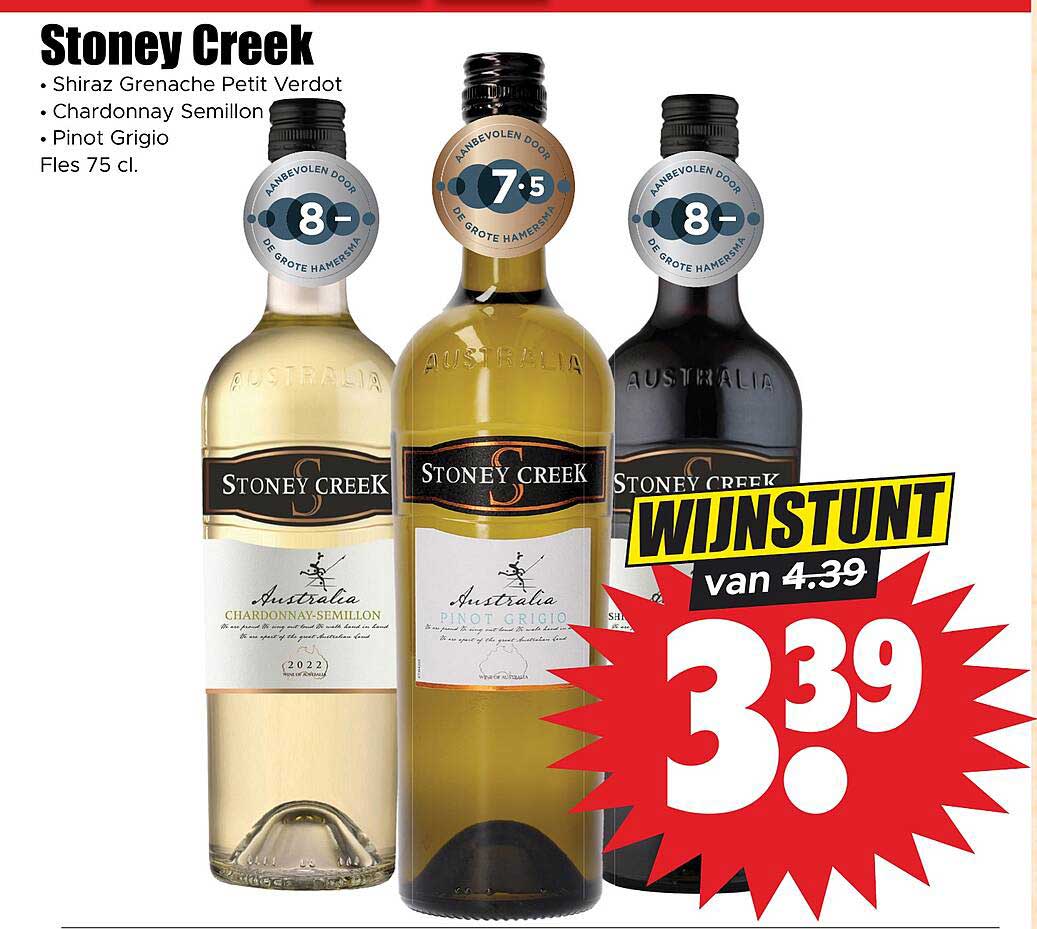 Stoney Creek Shiraz Grenache Petit Verdot Chardonnay Semillon Pinot Grigio Fles 75 cl. WIJNSTUNT