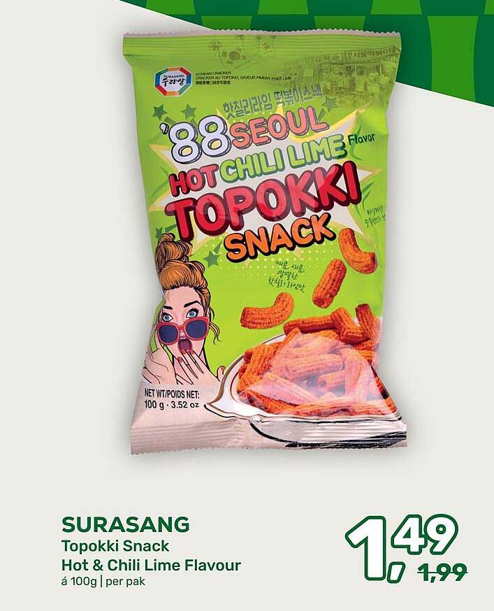 SURASANG Topokki Snack Hot & Chili Lime Flavour