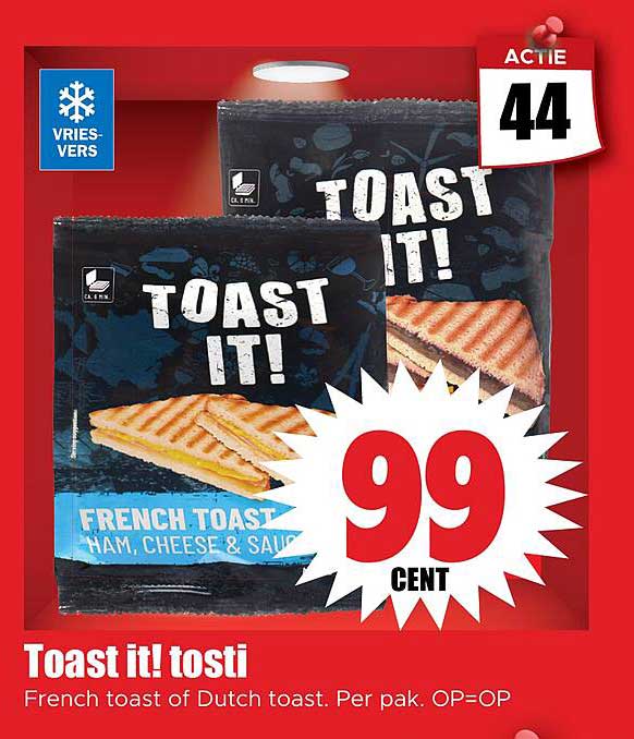 Toast it! tosti French toast of Dutch toast. Per pak. OP=OP