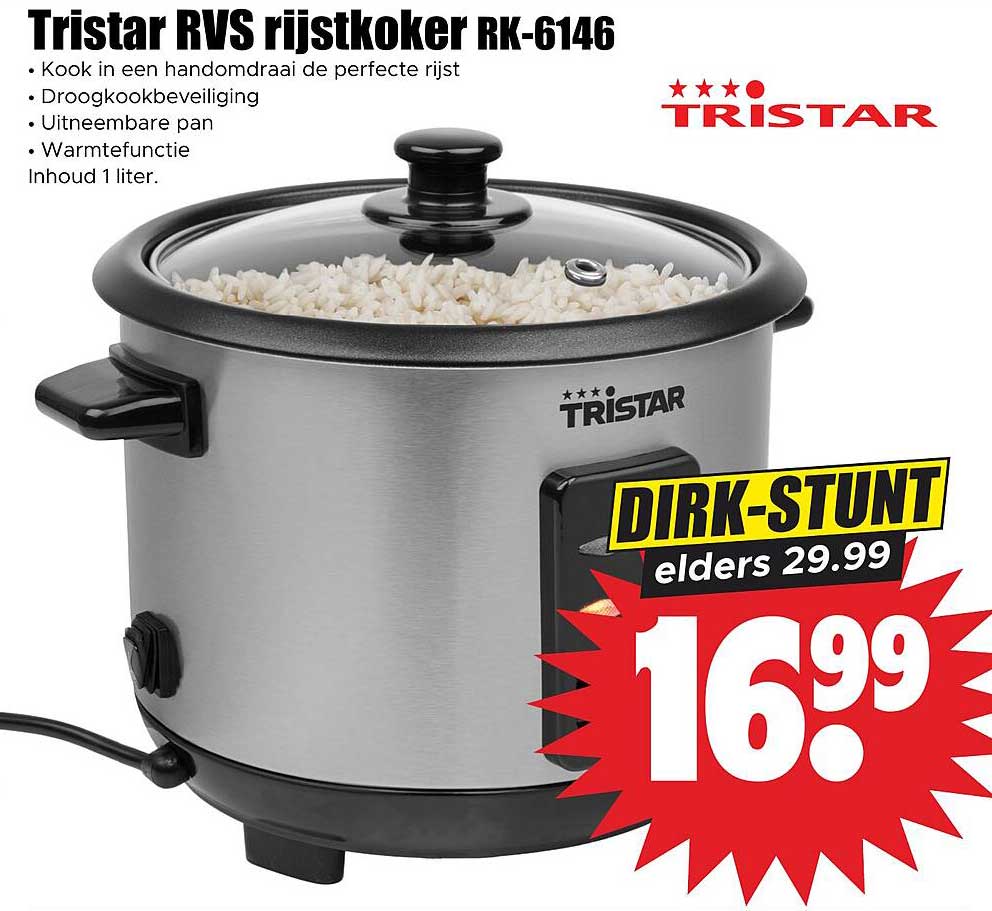 Tristar RVS rijstkoker RK-6146
