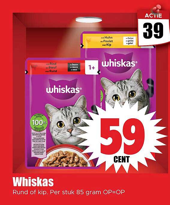 Whiskas Rund of kip. Per stuk 85 gram OP=OP