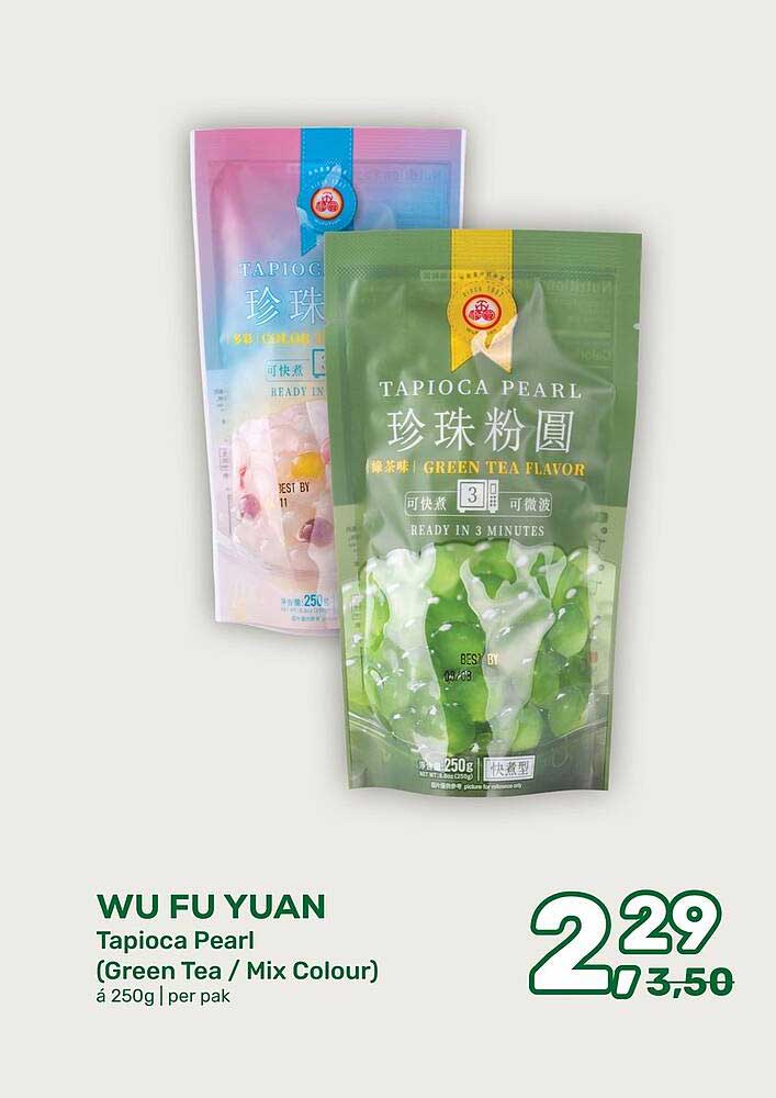 WU FU YUAN Tapioca Pearl (Green Tea / Mix Colour) á 250g | per pak