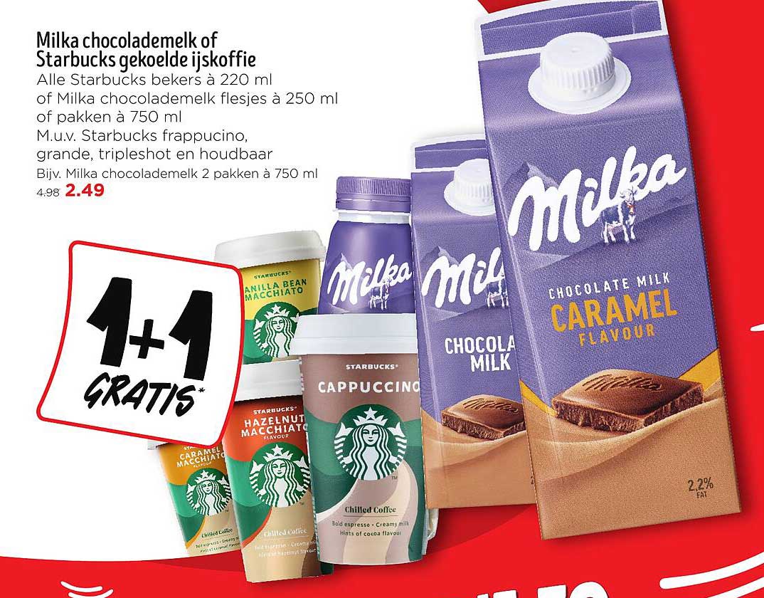 Milka chocolademelk of Starbucks gekoelde ijskoffie