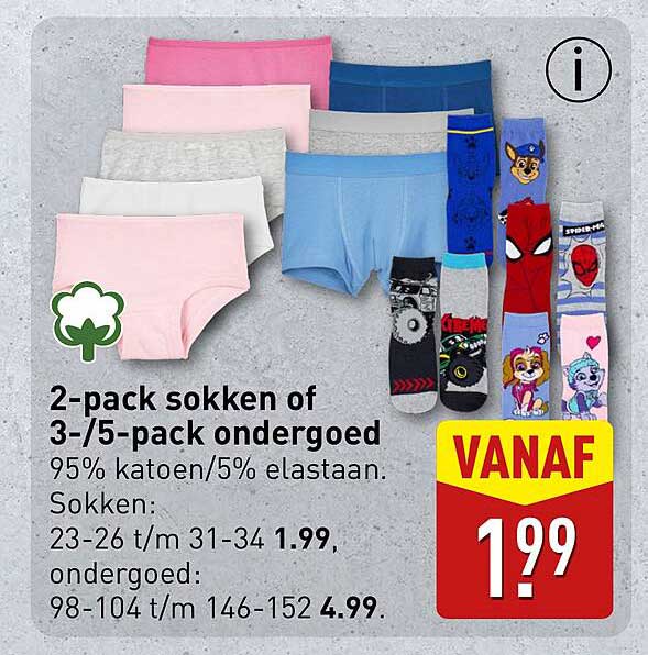 2-pack sokken of 3-/5-pack ondergoed