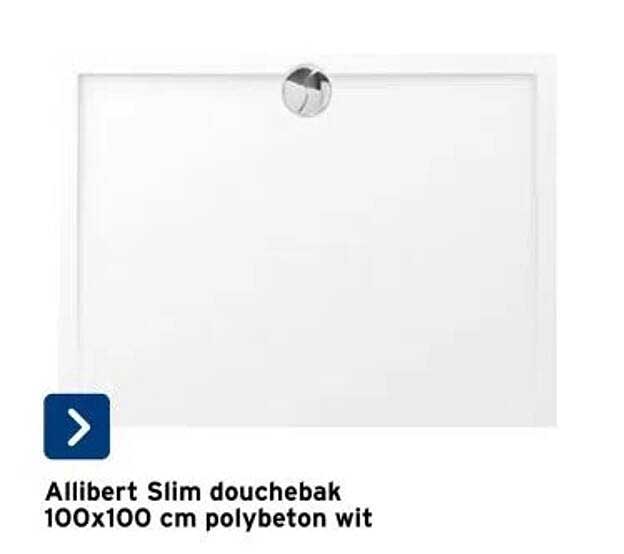 Allibert Slim douchebak 100x100 cm polybeton wit
