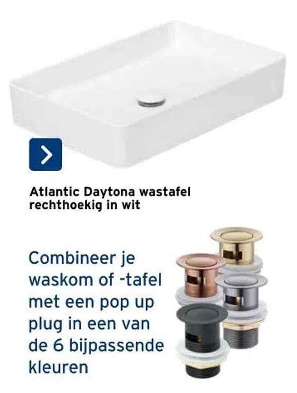 Atlantic Dayton wasteafel rechthoekig in wit