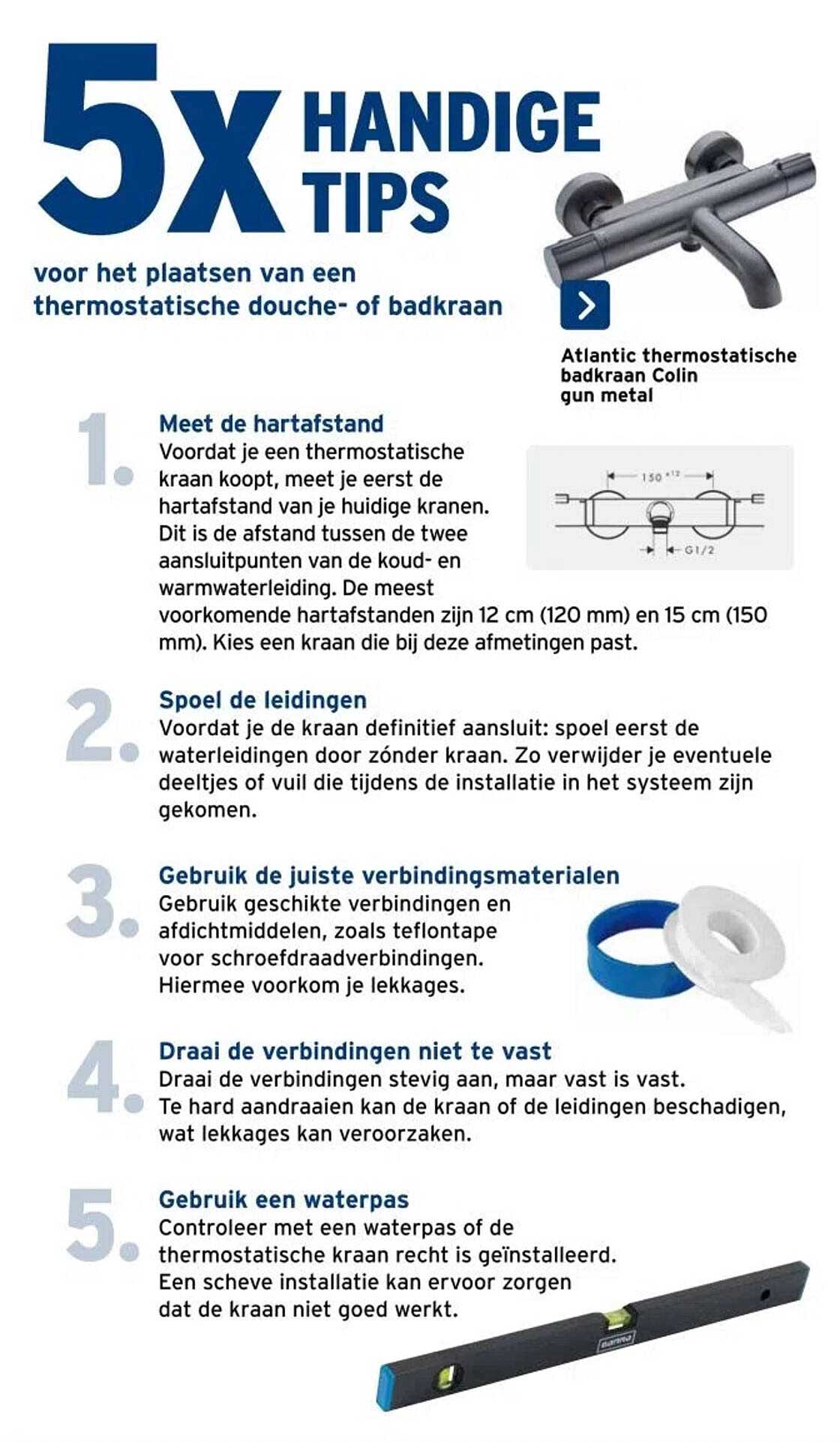 Atlantic thermostatische badkraan Colin gun metal