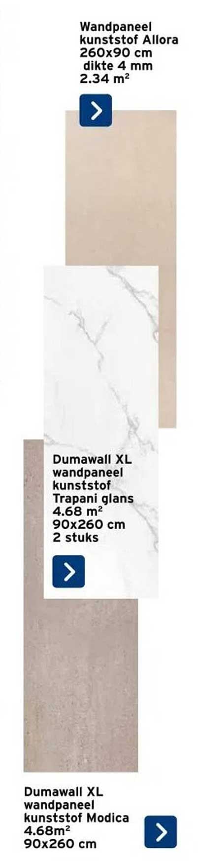 Dumawall XL wandpaneel kunststof Trapani glans 4.68 m² 90x260 cm 2 stuks