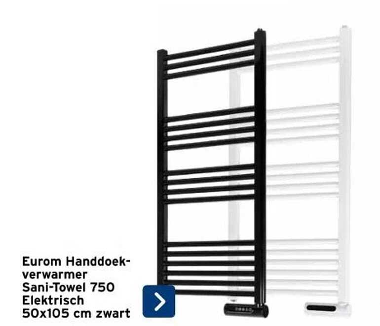 Eurom Handdoekverwarmer Sani-Towel 750 Elektrisch 50x105 cm zwart